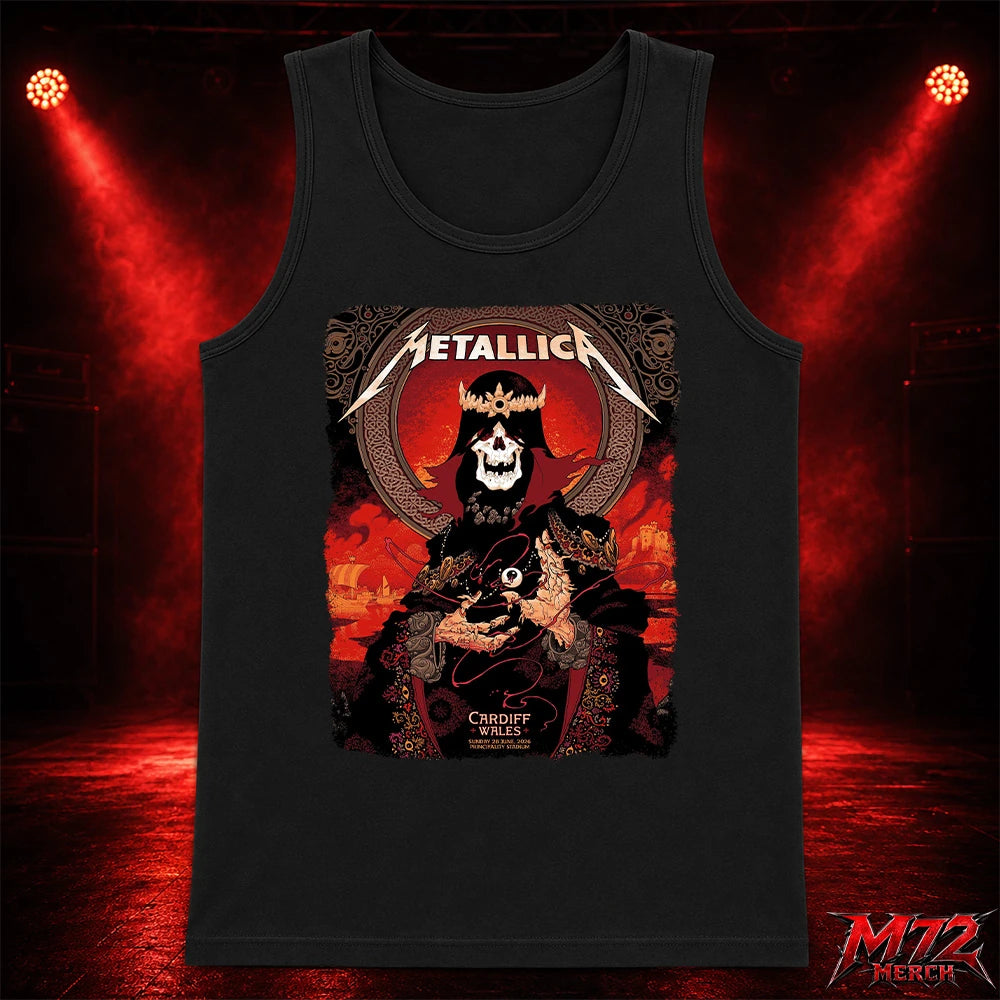 Metallica M72 World Tour June 28 2026 At Principality Stadium Cardiff Wales Grim King Artwork By Peter Diamond Tank top
